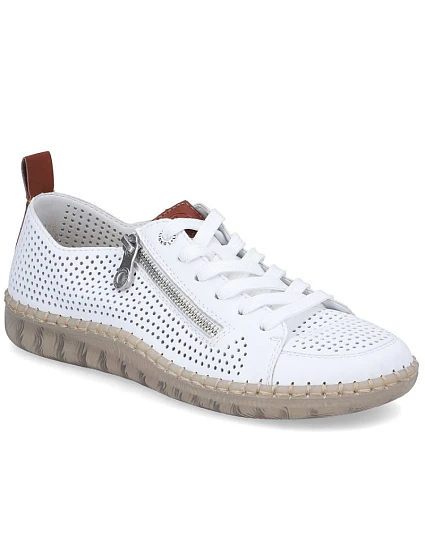 Dámske kožené ažurové biele poltopánky Rieker N2405-80