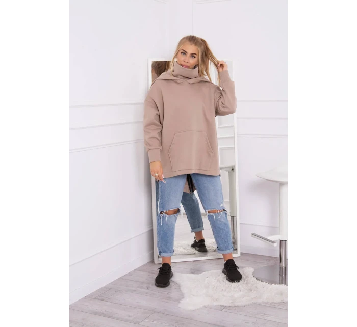 Zateplená mikina se zipem na zádech tmavě béžová Zateplená mikina se zipem na zádech tmavě béžová