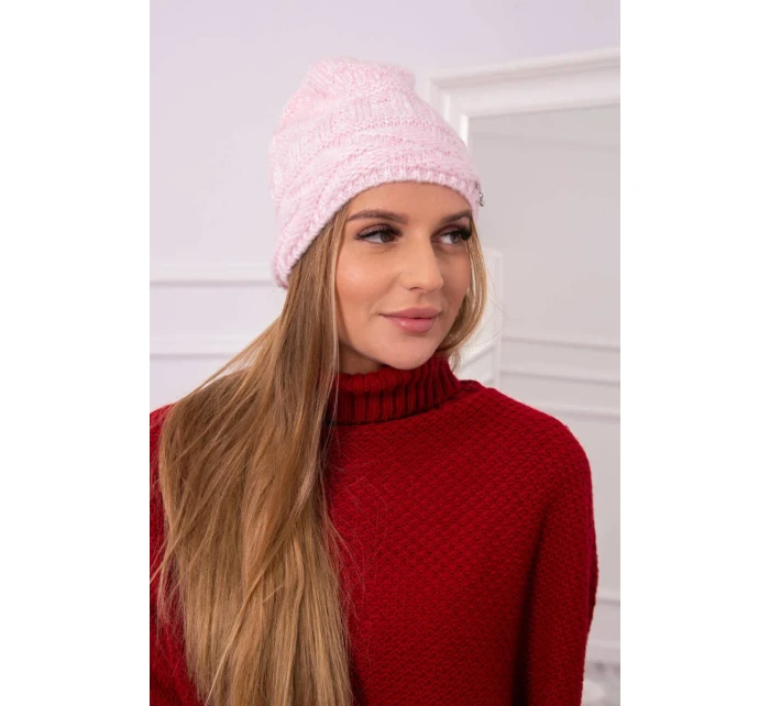 Fleecová čepice pudrově růžová model 18751449 - K-Fashion Fleecová čepice pudrově růžová model 18751449 - K-Fashion