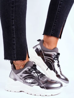 Kožené Sportovní Obuv Sneakers model 21538533 Stříbrné - Goe