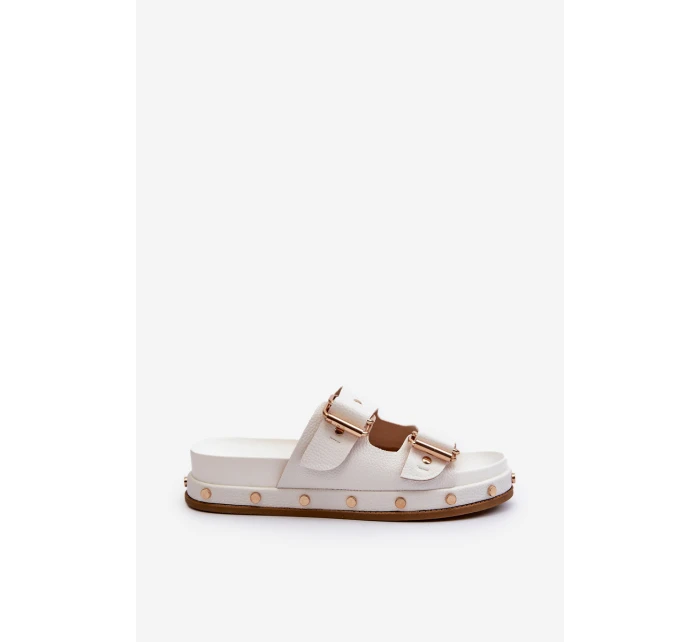 Klapki Damskie Na Platformie Big Star NN274081 Białe