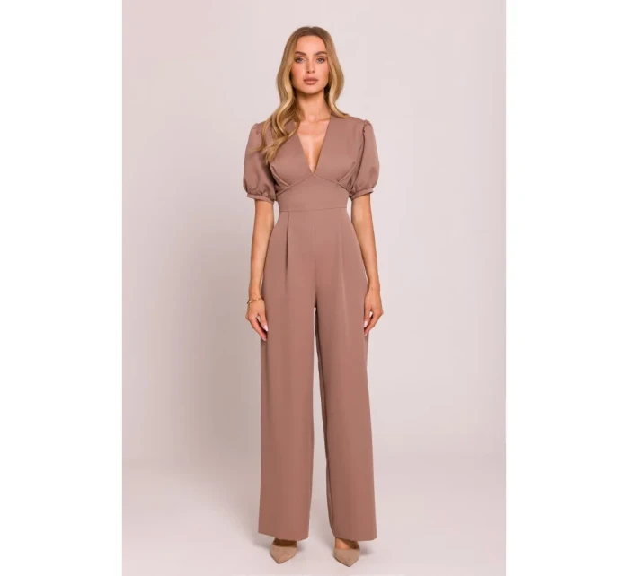 model 20970758 Kombinéza s puff rukávy mocca - Moe model 20970758 Kombinéza s puff rukávy mocca - Moe