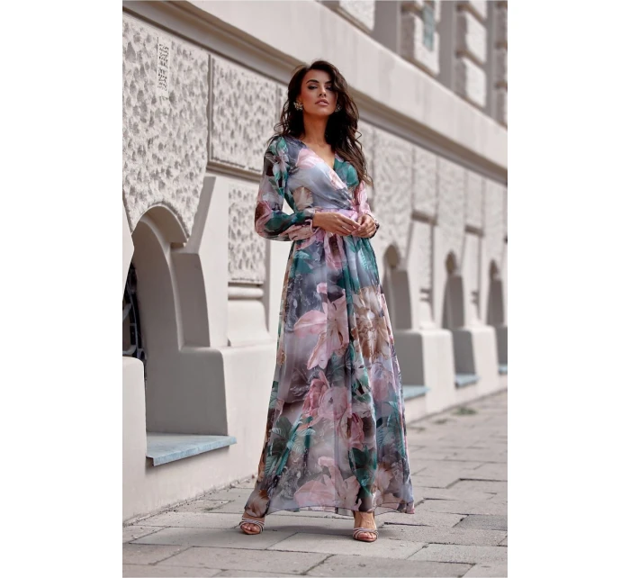 Dámske letné šaty SUK0419-65D zeleno-ružové - Roco