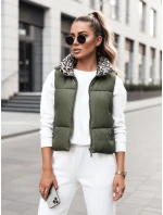 Dámská přechodná krátká prošívaná zelená vesta Dstreet model 21994801 - FashionStreet