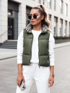 Dámská přechodná krátká prošívaná zelená vesta Dstreet model 21994801 - FashionStreet