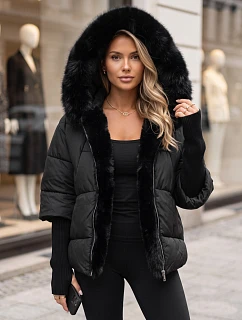 Dámska zimná prešívaná bunda s kožušinou, béžová, FashionStreet TY5988