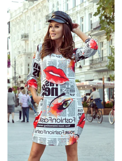 SOPHIE Pohodlné dámské oversize šaty s vzorem model 7922026 - numoco