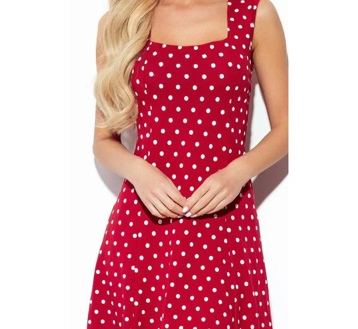 241-2 STELLA Šaty so skladaným výstrihom - bordové s prúžkami