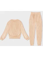 Dámská velurová souprava v broskvové barvě model 20095891 - J.STYLE Dámská velurová souprava v broskvové barvě model 20095891 - J.STYLE