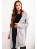 Dámska bavlnená mikina s kapucňou a predĺženou prednou časťou sivá