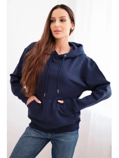 Dámska mikina s kapucňou a klokaním vreckom modrá