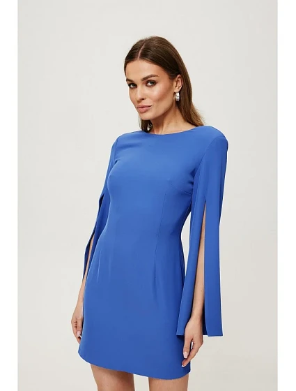 Mini šaty s rukávy modré model 19678774 - Makover