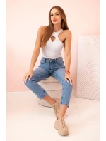 Dámská model 21217857 blůza s výřezem a ozdobnou sponou šedá - K-Fashion