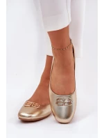 Elegantní Dámské Baletky S Dekorací model 21690098 Zlaté - VINCEZA