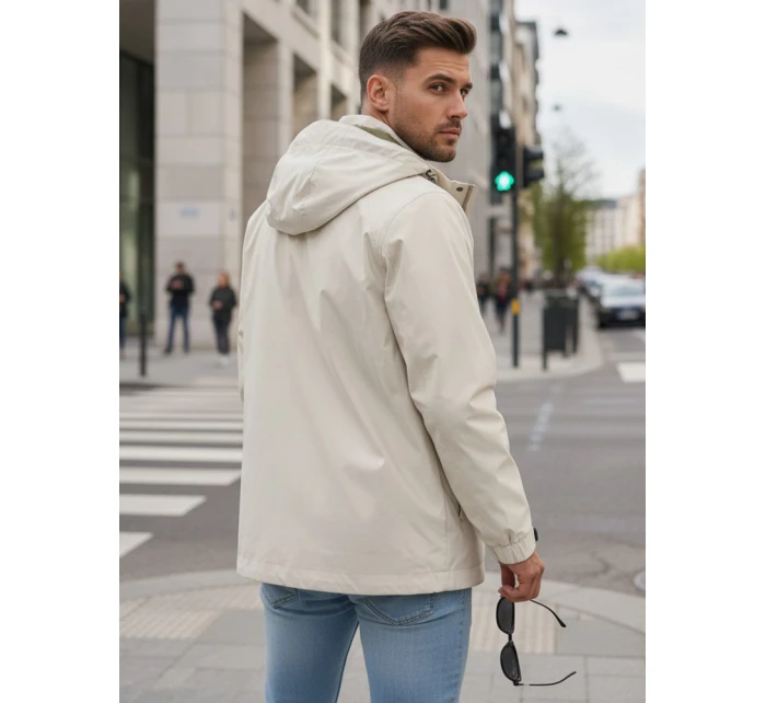 Pánska prechodná bunda s kapucňou biela FashionStreet TX5134