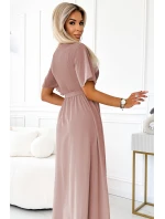 Dlouhé šaty se výstřihem a vázáním model 22316503 - numoco basic Dlouhé šaty se výstřihem a vázáním model 22316503 - numoco basic