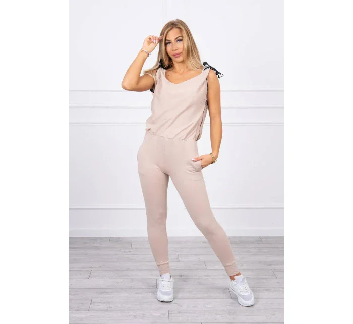 Nohavice/oblek s nápisom selfie beige