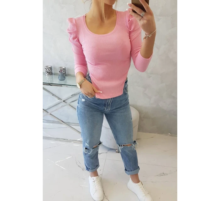 Blúzka s buffovými rukávmi svetlo ružová Blúzka s buffovými rukávmi svetlo ružová
