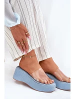 Dámské Pantofle S Páskem Na Klínu Jeans model 21696555 - Boto