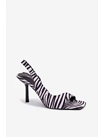 Ženské sandály na podpatku z eko semiše zebra Calvoria