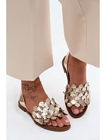 Kožené sandály na nízkém podpatku model 22136754 Zlato - Zazoo