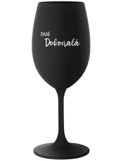 PANÍ DOKONALÁ - černá sklenice na víno 350 ml
