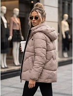 Kurtka damska zimowa pikowana z kapturem beżowa model 22365017 - FashionStreet
