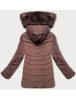 Dámska prešívaná zimná bunda S'west s kapucňou v čokoládovej farbe (B8299-14) Dámska prešívaná zimná bunda S'west s kapucňou v čokoládovej farbe (B8299-14)