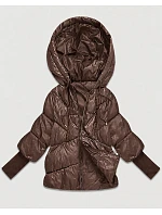 Dámská bunda s pletenými manžetami, oversize, hnědá (B6078-14) Dámská bunda s pletenými manžetami, oversize, hnědá (B6078-14)