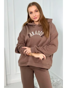 Bavlnená súprava s vyšívaným nápisom Paradise mocca