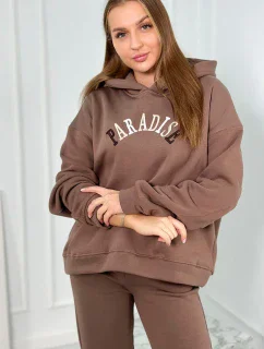 Bavlnená súprava s vyšívaným nápisom Paradise mocca