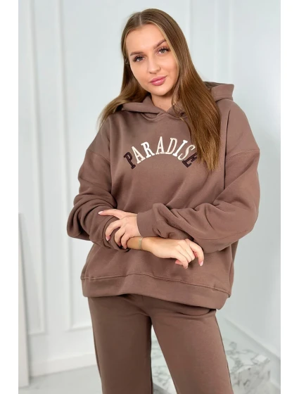 Bavlnená súprava s vyšívaným nápisom Paradise mocca Bavlnená súprava s vyšívaným nápisom Paradise mocca