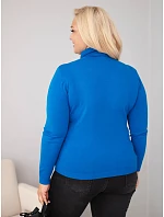 Dámský viskózový svetr Plus Size s rolákem v klasickém střihu chabrový modrý