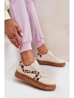 Damskie Sneakersy Na Platformie Panterka Beżowe Totter Damskie Sneakersy Na Platformie Panterka Beżowe Totter