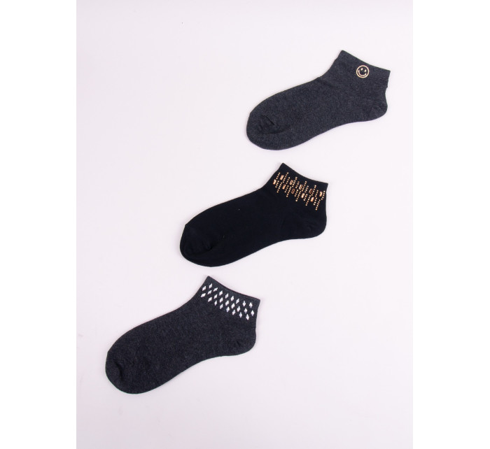 Yoclub Dámske ponožky s kryštálmi 3-pack SKS-0001K-000B Multicolour