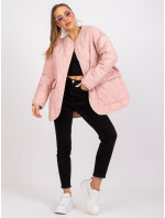 Dámska bunda s okrúhlym výstrihom Rue Paris Callie - powder pink