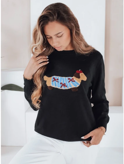 Dámský svetr s aplikací  černý Dstreet model 21991038 - FashionStreet