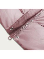 Dlhá ružová dámska páperová vesta (5M728-46)