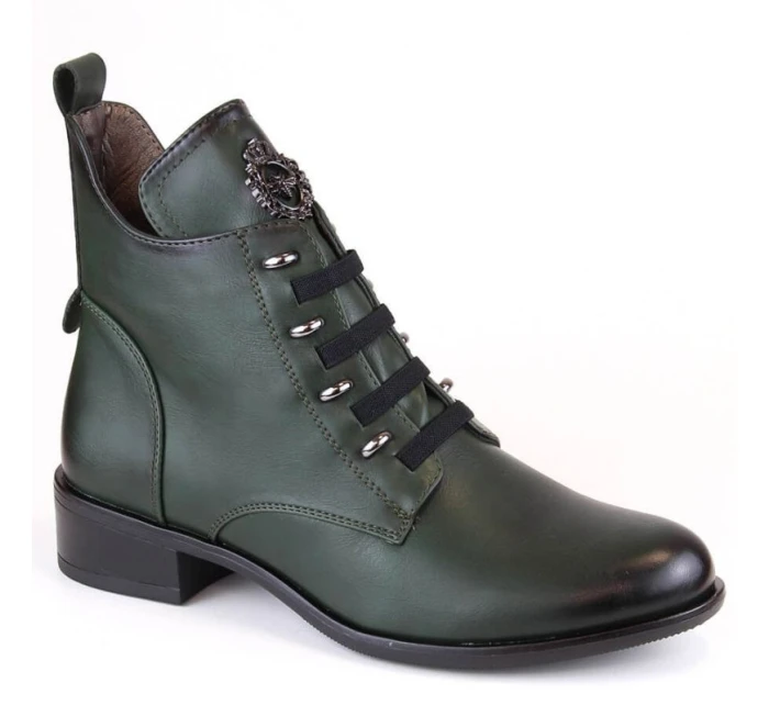 Jezzi W JEZ412B zelené zateplené čižmy s plochým podpätkom Jezzi W JEZ412B zelené zateplené čižmy s plochým podpätkom