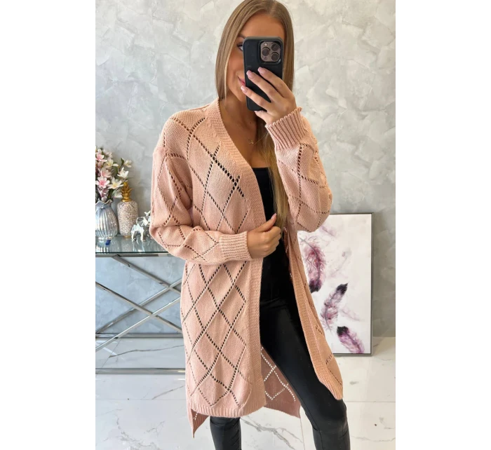 Sveter s geometrickým vzorom púdrovo ružový Sveter s geometrickým vzorom púdrovo ružový