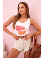 Dámská pruhovaná blůza s V výstřihem a krátkým rukávem béžová Dámská pruhovaná blůza s V výstřihem a krátkým rukávem béžová