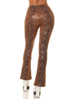 Sexy faux leather highwaisted flarred pants with Snake print