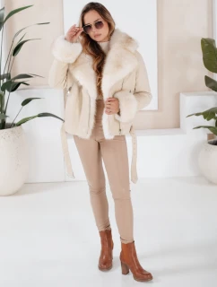 FashionStreet béžová dámska kožušinová bunda ramones TY5123