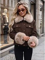 Dámská zimní bunda s kožešinou, čokoládová, FashionStreet TY5705