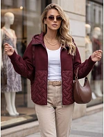Dámska oversize prechodová bunda s kapucňou, bordová, FashionStreet TY5916 Dámska oversize prechodová bunda s kapucňou, bordová, FashionStreet TY5916