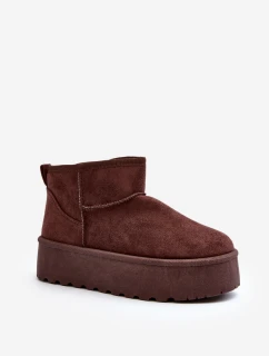 Sametové sněhule na platformě hnědé model 21646672 - Boto