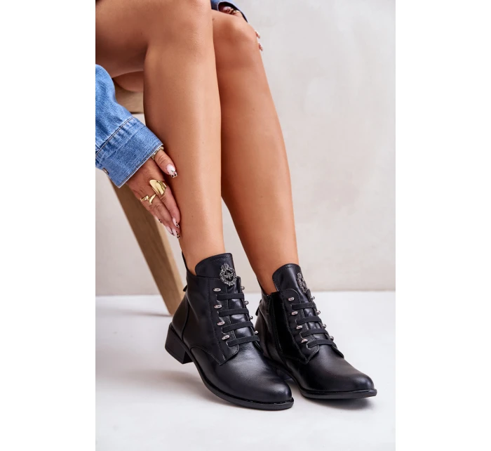Nízké boty s podšívkou na zip s ozdobou černé model 21672290 - Boto Nízké boty s podšívkou na zip s ozdobou černé model 21672290 - Boto