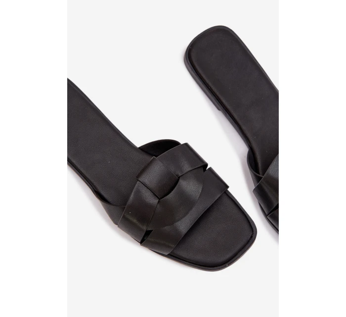 Dámské ploché pantofle s pásky Černé Marissae