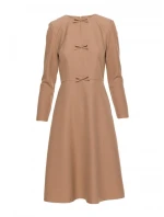S413 Šaty s mašľami - béžové