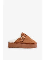 Dámske papuče s hrubou podrážkou, s kožušinou a prackou Camel Linneola Dámske papuče s hrubou podrážkou, s kožušinou a prackou Camel Linneola